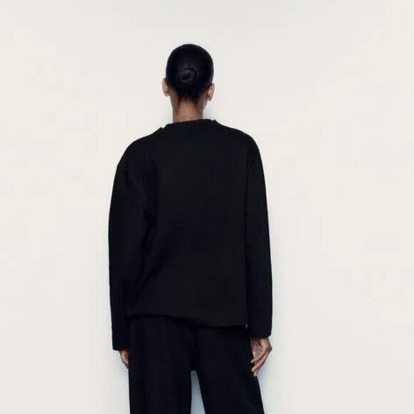 NWT Zara Black Sweater Ribbed Long Sleeve Size Medium - Picture 3 of 10